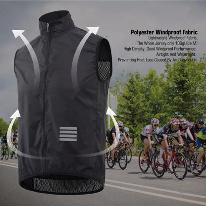 KEMALOCE 2023 Cycling Vest - Navy Blue Windproof Sleeveless Bicycle Gilet, Lightweight MTB Sports Wind Vest for Men