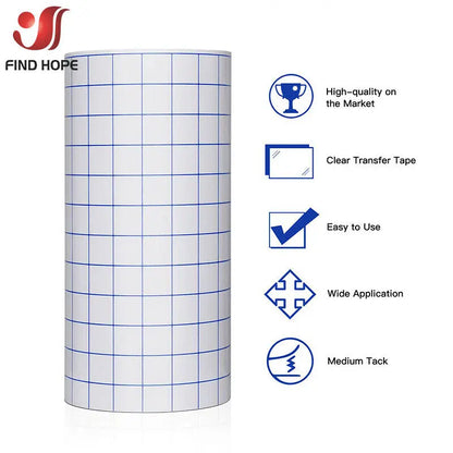 12"x16FT Clear Transfer Paper Tape – Mid Tack Adhesive for Vinyl Signs, Craft Stickers & DIY Decals (4 Colors)