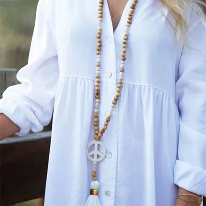 Wooden Bead Tassel Long Necklace - Bohemian Summer Beach Sweater Chain for Women | Mother's Day Gift
