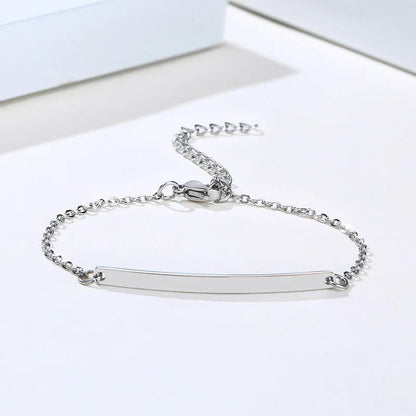 Elegant Personalized ID Bar Bracelet – 5mm Stainless Steel Link Chain for Women with Custom Name or Quote