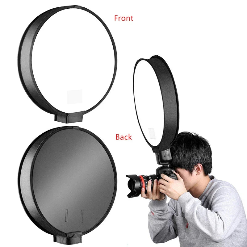 30cm/40cm Universal Mini Round Softbox – Portable Flash Diffuser for DSLR Cameras & Speedlite Photo Shooting