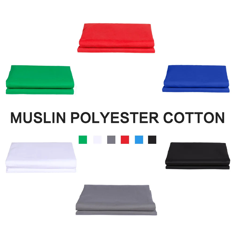 SH Cotton Photo Background Cloth with Rod Pocket – White, Black & Green Screen Chromakey Backdrops for Studio