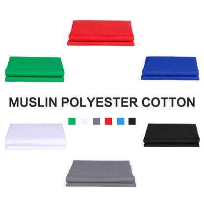 SH Cotton Photo Background Cloth with Rod Pocket – White, Black & Green Screen Chromakey Backdrops for Studio