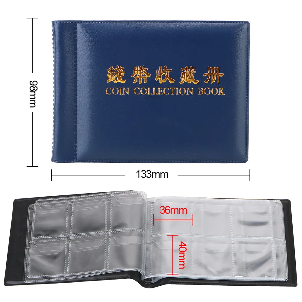 NICEYARD PU Leather Coins Collection Album - 120/60 Pockets Money Organizer Storage Book with PVC Film