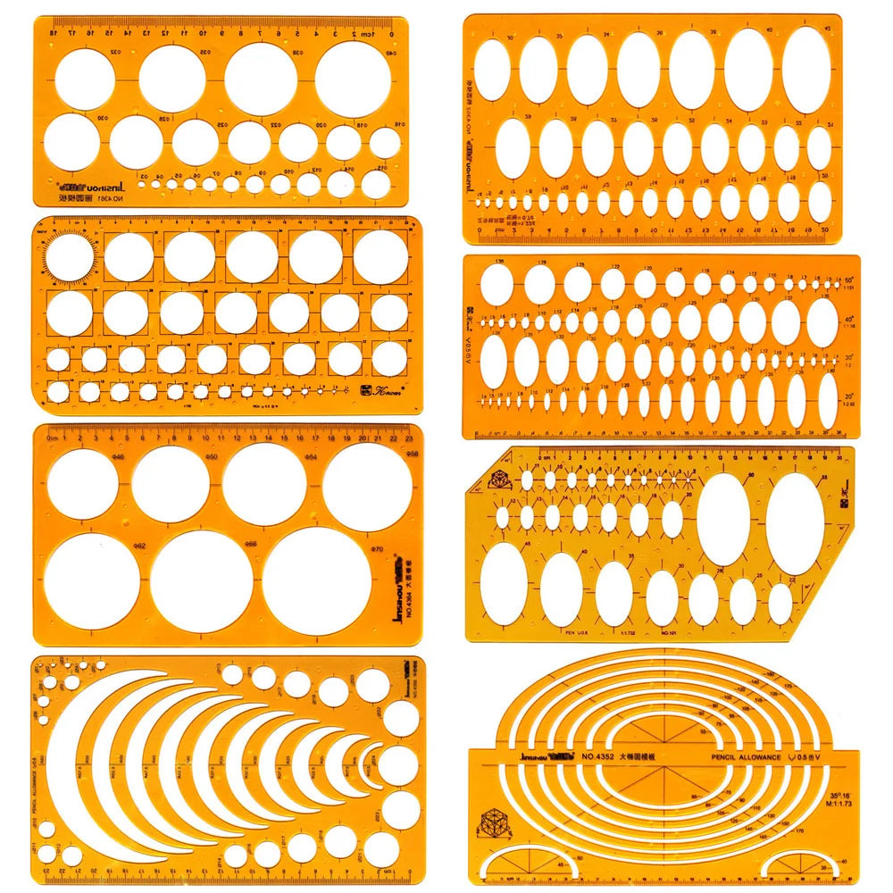 Durable Circular Oval Ruler - K Resin Architectural Drafting Template for Drawing and Measuring Furniture Designs