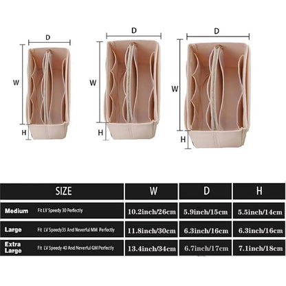 HHYUKIMI Brand Makeup Organizer Felt Insert Bag: Travel Inner Purse for Handbag - Portable Cosmetic Bags Fit Various Brands