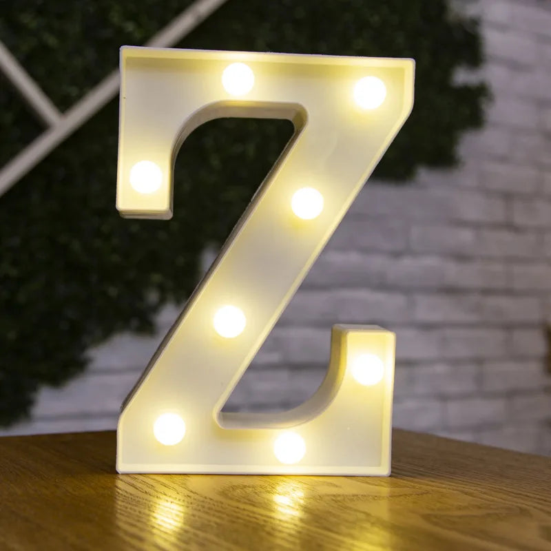 Alphabet & Number LED Lamp Night Light – Warm Battery-Powered Luminous Letter Light for Home, Wedding, Birthday & Party Decoration