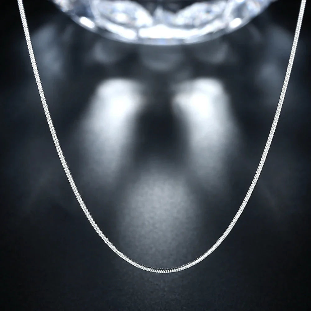 10PCS 925 Sterling Silver Snake Chain Necklaces — 1mm, 16–30 Inch for Women & Men, Fashion Jewelry
