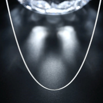 10PCS 925 Sterling Silver Snake Chain Necklaces — 1mm, 16–30 Inch for Women & Men, Fashion Jewelry