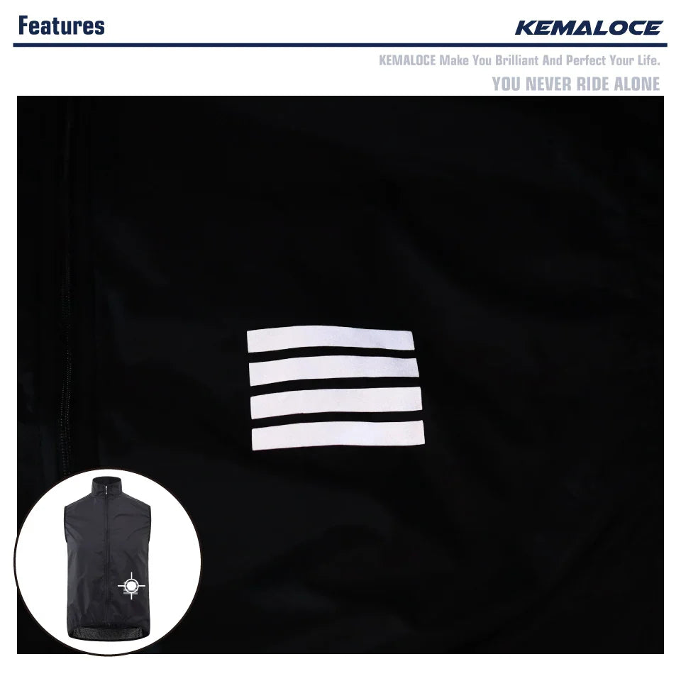 KEMALOCE 2023 Cycling Vest - Navy Blue Windproof Sleeveless Bicycle Gilet, Lightweight MTB Sports Wind Vest for Men