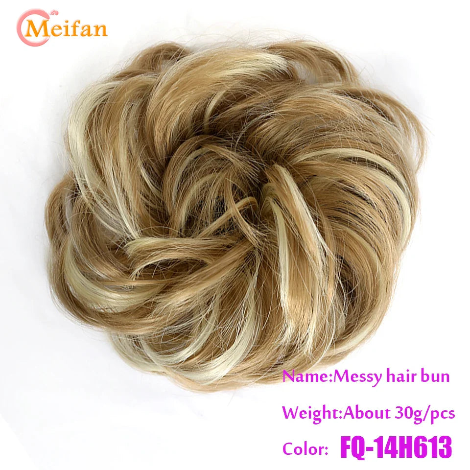 MEIFAN Synthetic Chignon Hair Bun – Elastic Rubber Band Clip-In Updo Ponytail Hair Extension for Women