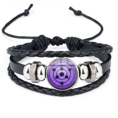 Anime Sharingan Eye Leather Bracelet – Vintage Goth Fashion Bangle for Men Fans Jewelry Gift