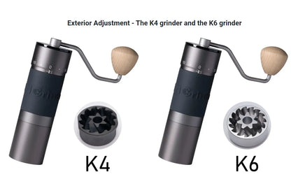 KINGrinder K4/K6 Manual Coffee Grinder — Portable 420 Stainless Steel Mill with 48mm Titanium-Plated Burr
