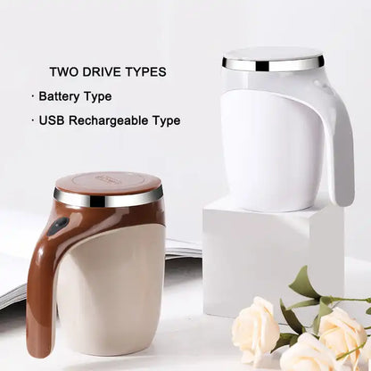 NEW!!! Stainless Steel Self-Stirring Coffee Cup with Custom Logo - Battery or Rechargeable