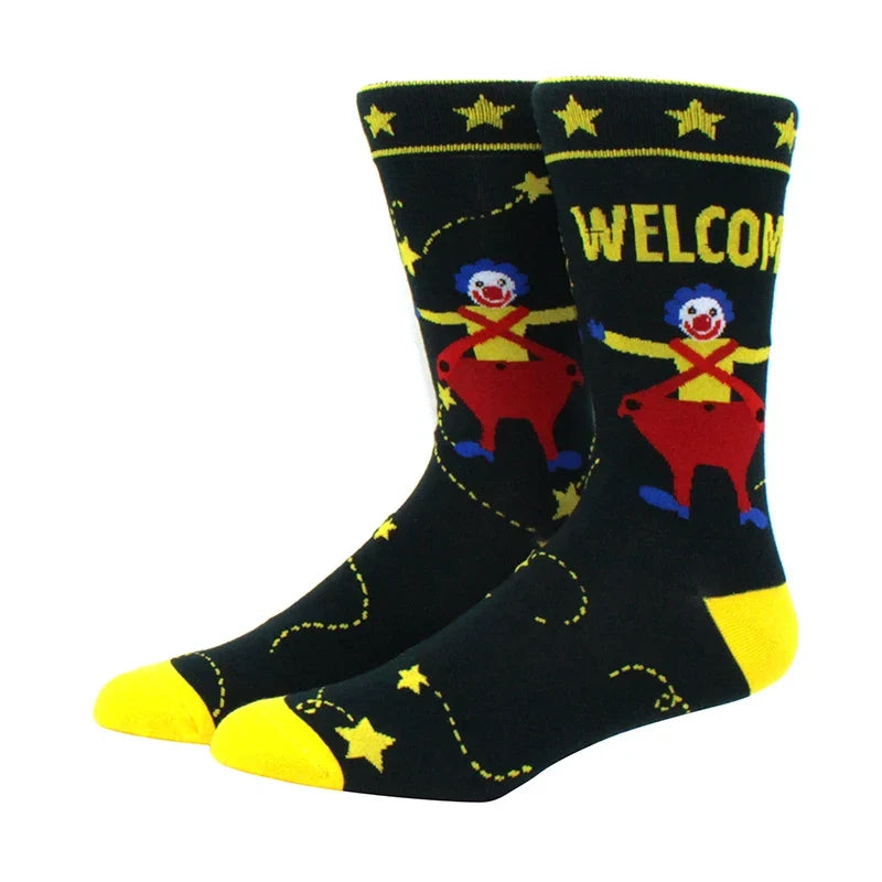 Funny Cartoon Fashion Cotton Socks – Hip Hop Skateboard Style Socks for Men & Women, Beer, Pizza, Astronaut & Pineapple Print Casual Wear Socks