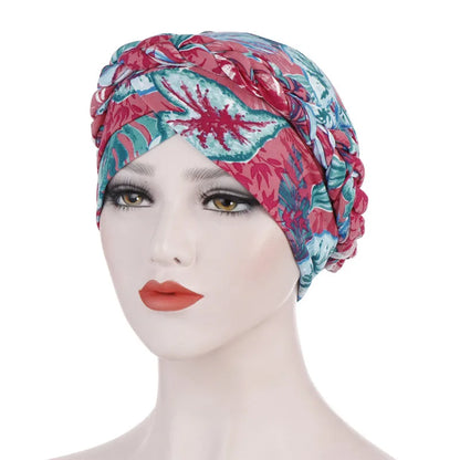 Women’s Cotton Head Scarf – Solid Turban Bonnet Hijab Cap with White Pearl Inner, Muslim Arab Wrap