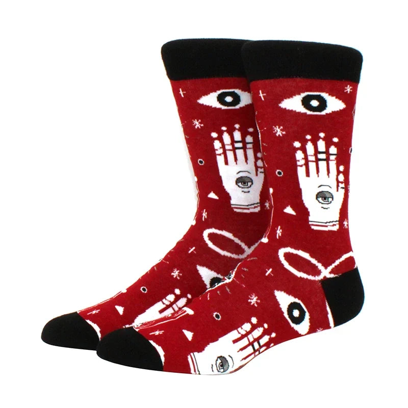 Funny Cartoon Fashion Cotton Socks – Hip Hop Skateboard Style Socks for Men & Women, Beer, Pizza, Astronaut & Pineapple Print Casual Wear Socks