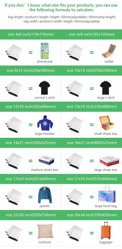 50PCS White Courier Bags – Self-Adhesive Plastic Mailing & Shipping Envelopes