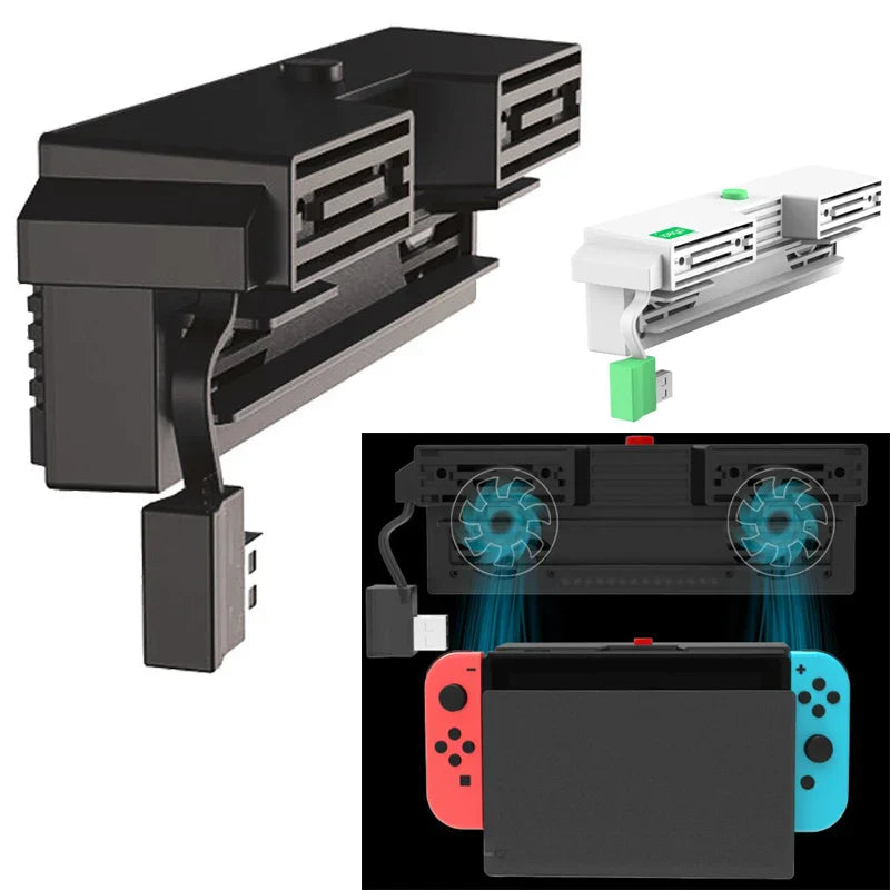 Nintendo Switch 2-Fan 5000RPM Cooling Fan — External USB Super Turbo Temperature Cooler for NS Console
