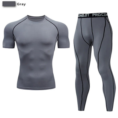 2-Piece Men’s Compression Sportswear Set — Gym, Yoga, Workout & Jogging Tracksuit
