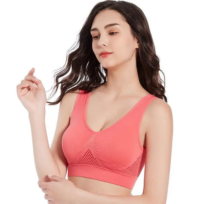 Women’s Hollow Out Sports Bra – Padded Seamless Yoga & Gym Top, M-6XL Athletic Vest