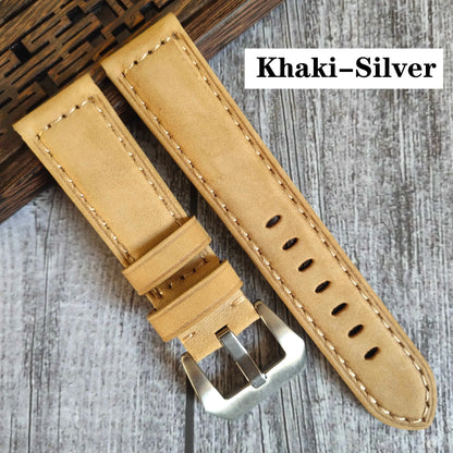 Genuine Leather Watch Band for Panerai Luminor & Radiomir – 18mm-24mm High-Quality Strap with Stainless Steel Buckle