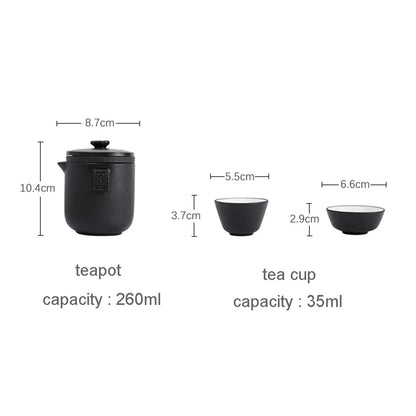 HMLOVE Ceramic Teapot Set – 1 Pot & 4 Cups Chinese Kung Fu Gaiwan with Strainers, 260ML Portable Travel Teaware Gift for Business