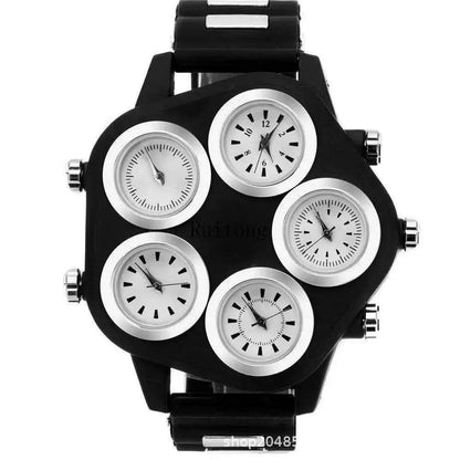 Five Movement Men's Quartz Watch – Large Dial Hip Hop Punk Style Sport Watch for Men