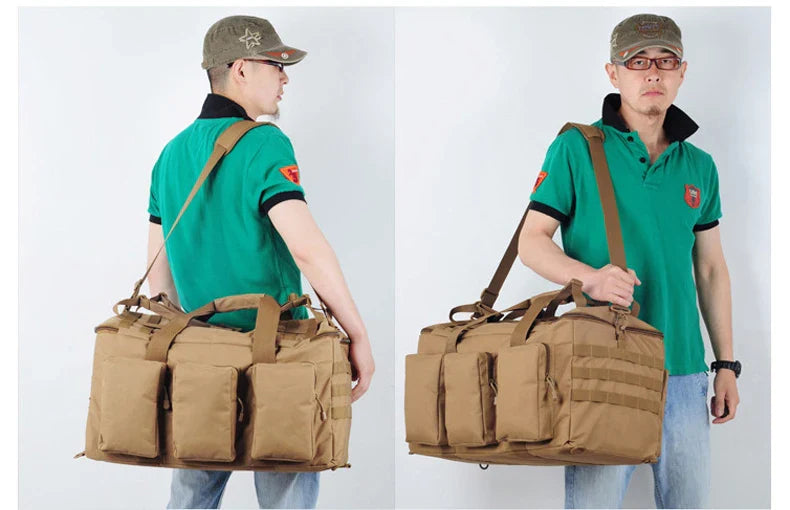55L Tactical Duffel Bag – Large Camping Backpack for Hiking, Mountaineering, Travel & Gym, Men's Weekend Utility Bag