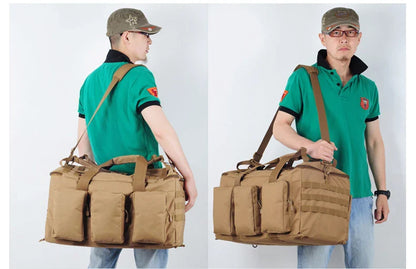 55L Tactical Duffel Bag – Large Camping Backpack for Hiking, Mountaineering, Travel & Gym, Men's Weekend Utility Bag