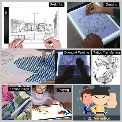 Three-Level Dimmable LED Light Pad Drawing Board - A3/A4/A5 Tracing Light Box for Diamond Painting - Eye Protection & Easy Illumination