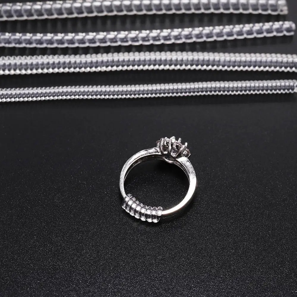 4pcs Transparent Spiral Ring Size Adjuster | Coil Ring Guard Tightener for Jewelry Resizing | Spring-Based Reducer Tool