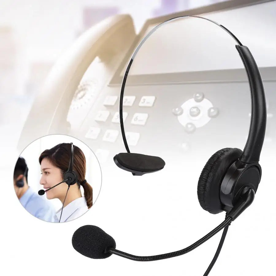Monaural Landline Headset – Wired Telephone Headphone with Microphone for Home Use