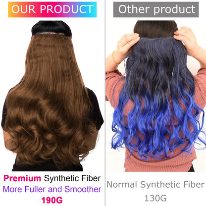 DinDong 32" Clip-In Hair Extensions — 210G Synthetic Wavy, Heat Resistant, 613# Blonde & 19 Colors