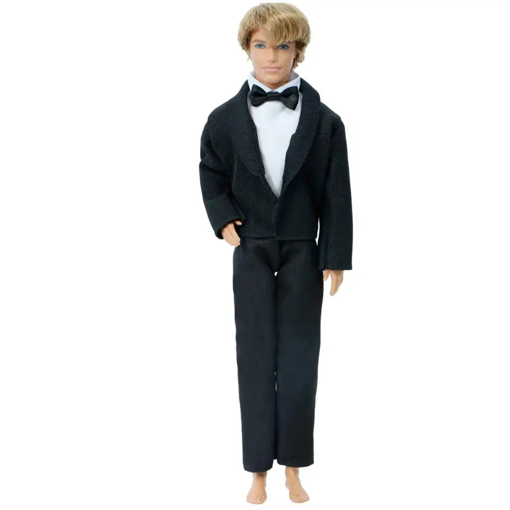 1/6 Men’s Doll Suit Set — Coat, Vest & Trousers for 12-Inch (30cm) Doll, Black Business, Tuxedo & Wedding Party Outfit
