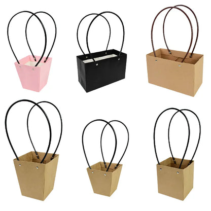Portable Waterproof Kraft Flower Box Gift Bag - Ideal for Wedding, Party, and Birthday Gift Packaging