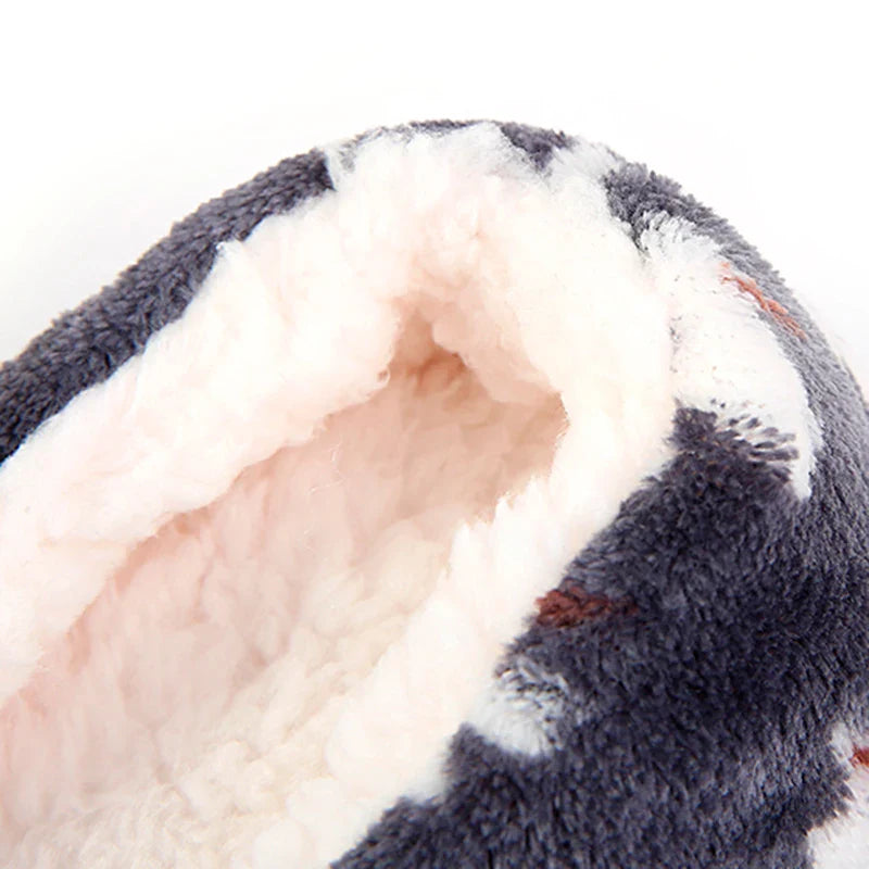Mntrerm Women's Warm Cotton Slippers with Non-Slip Sole, Plush Indoor Shoes with Bow Tie Dots