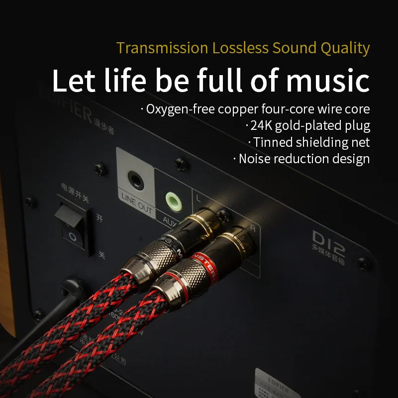 TODN 1 Pair RCA Audio Cable – 2 RCA to 2 RCA Interconnects, HIFI Stereo, Male to Male for Amplifier, DAC, TV, Car Audio