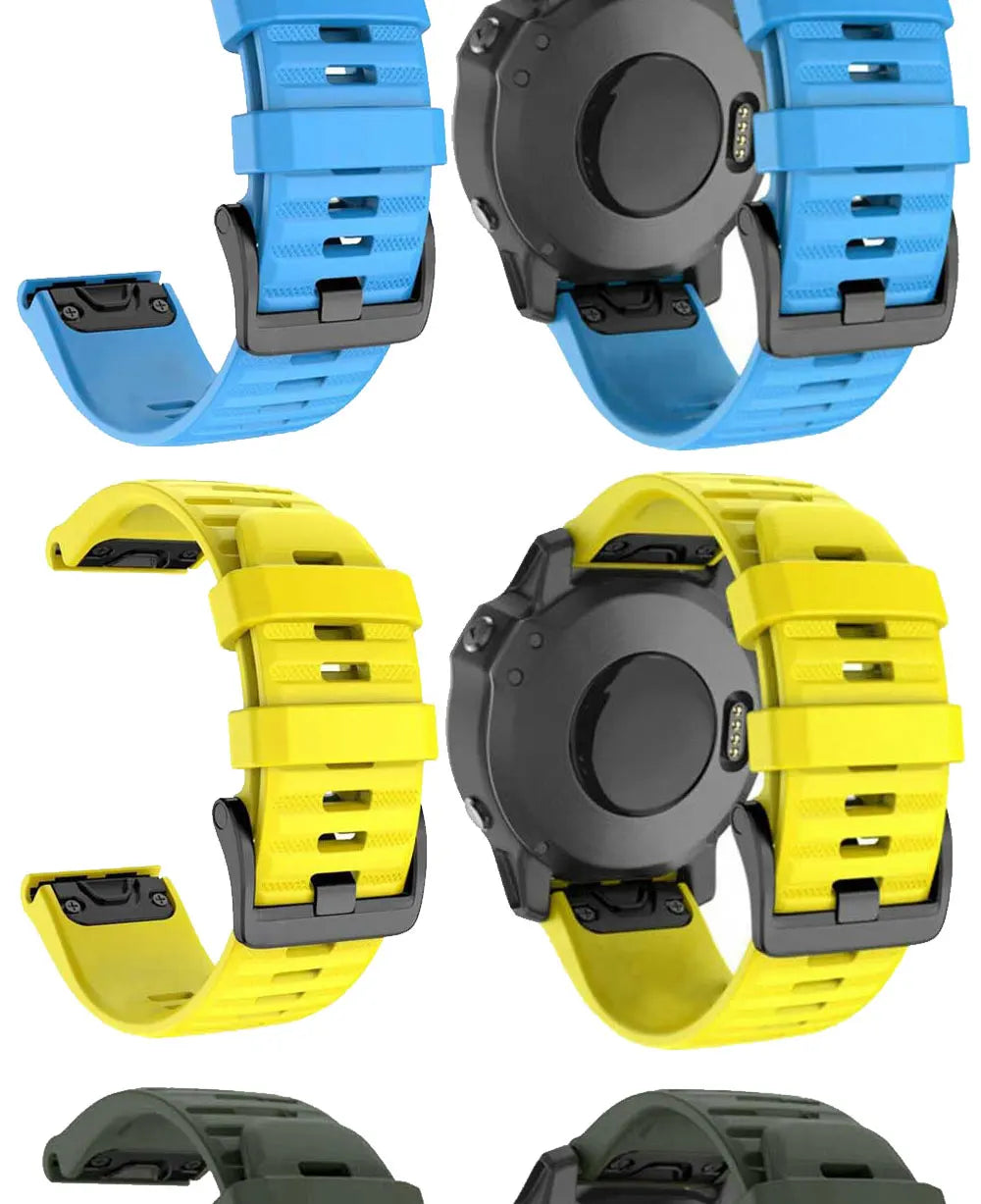 Silicone Quick-Release Watch Bands for Garmin Fenix 3/5/6/7 – 20/22/26mm EasyFit Wrist Strap