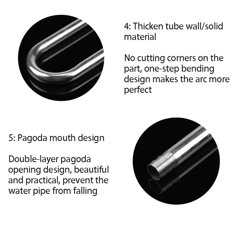 ZRDR Aquarium Filter Accessories – Stainless Steel External Inlet/Outlet Tube & Oil Film Remover for Fish Tanks