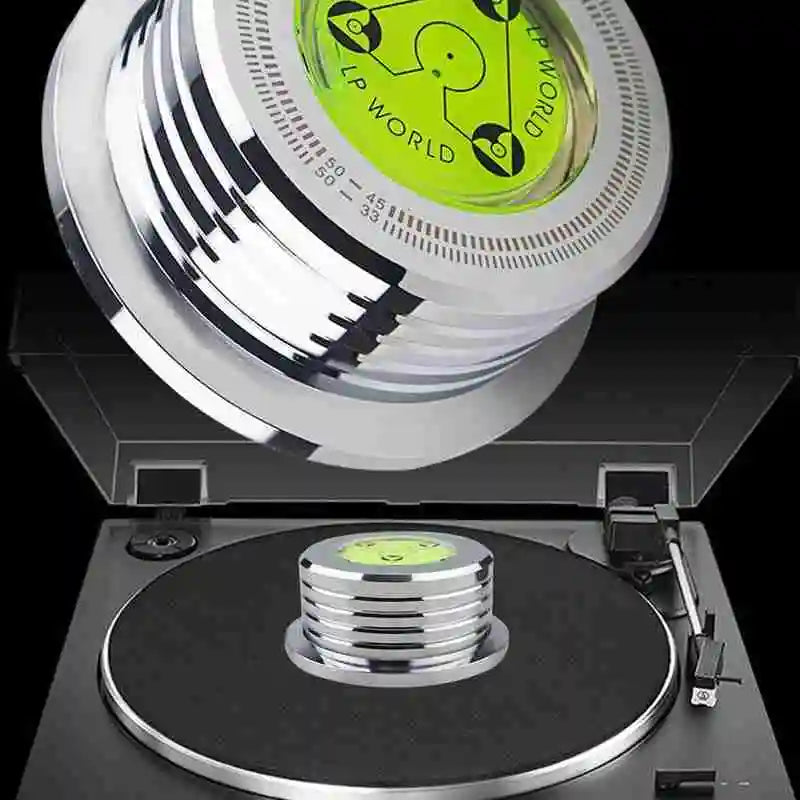 60Hz LP Record Stabilizer — Universal Aluminum Turntable Clamp with Level Alloy Weight
