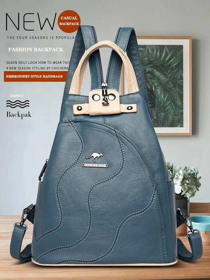 Women's Leather Zipper Backpack - Chest Bag Travel Pack, Ladies' School Bagpack for Teenage Girls, Sac A Dos