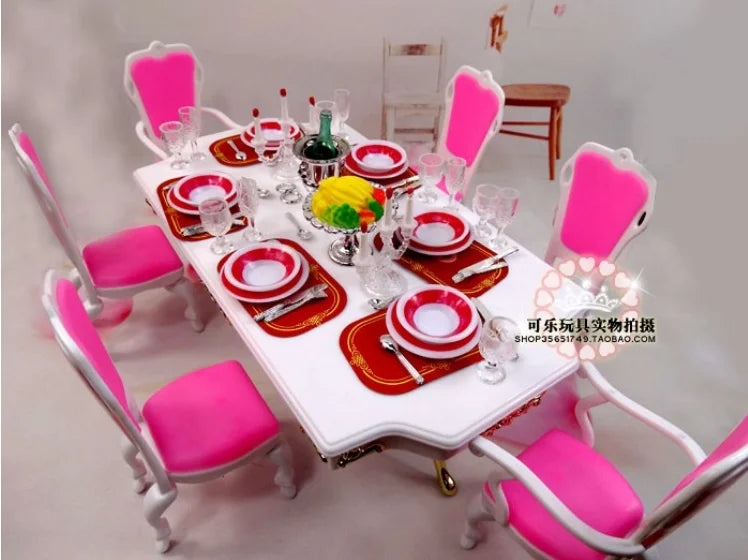 Barbie Doll Furniture Set – Miniature Playhouse Accessories for Fashion Dolls