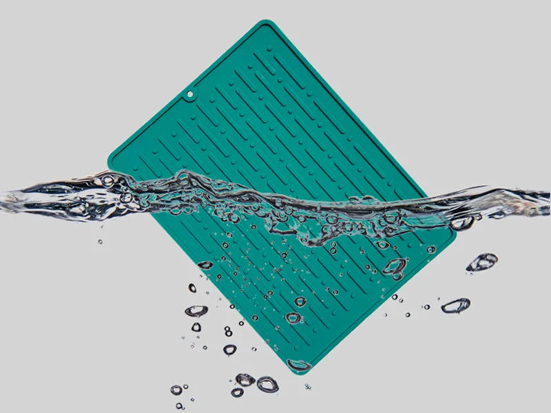 Silicone Dish Drying Mat (41 x 15cm) | Large Countertop, Sink & Dish Draining Mat, Heat-Resistant Trivet