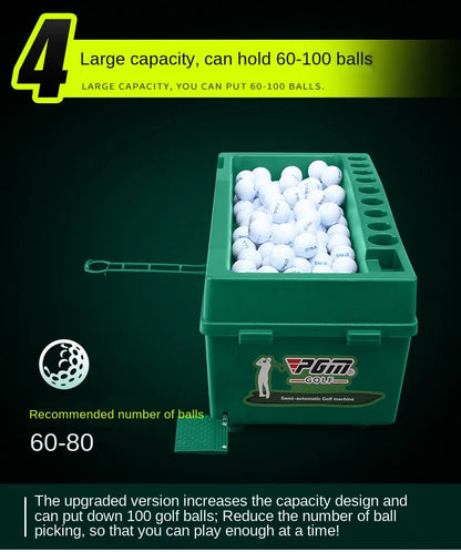 PGM Semi-Automatic Golf Ball Machine – ABS Automatic Ball Dispenser, Golf Clubs Holder, Training Service Equipment