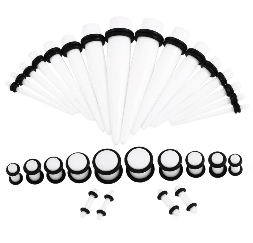 36PCS Acrylic Ear Gauge Taper & Plug Stretching Kit — Mixed Color Flesh Tunnel Expansion Jewelry 14G-00G