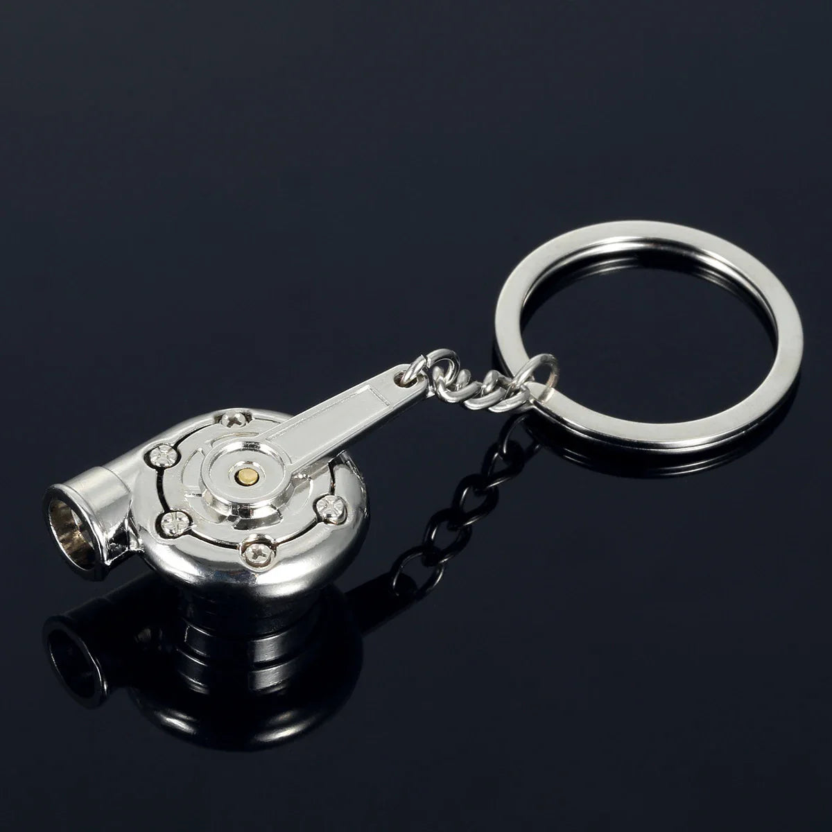 Mini Turbocharger Keychain - Spinning Turbine Keyring for Car Interior Accessories & Key Fob