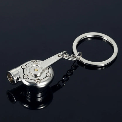 Mini Turbocharger Keychain - Spinning Turbine Keyring for Car Interior Accessories & Key Fob
