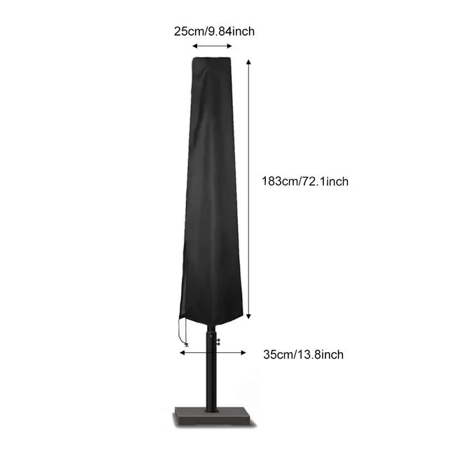 Waterproof 210D Black Patio Umbrella Cover – Durable Outdoor Parasol Protector with Zipper, Fits Market Umbrellas in 6 Sizes