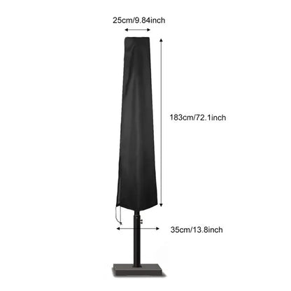Waterproof 210D Black Patio Umbrella Cover – Durable Outdoor Parasol Protector with Zipper, Fits Market Umbrellas in 6 Sizes